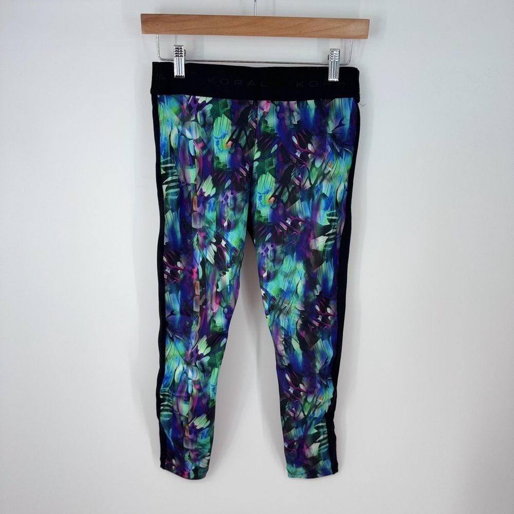 Koral Thick Elastic Waistband Colorful Shor Length Leggings